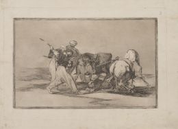 802.  FRANCISCO DE GOYA Y LUCIENTES  (Fuendetodos, 30 de marzo de 1746​-Burdeos, 16 de abril de 1828​)Lanceando al toro, Nº3Serie de la Tauromaquia