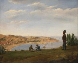 894.  JOSÉ ARRAU BARBA (Barcelona, 1802-1872)Vista de la bahía de Sant Feliu de GuÍxols, provincia de Gerona1849