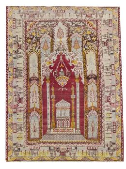 620.  Antigua alfombra Milas de oración.
Trabajo turco, segundo 