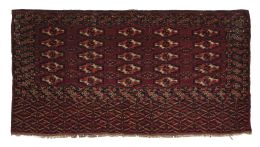 610.  Pequeña alfombra chuwal de la tribu (ABADUL-TURKMENISTAN) hecha de un nudo extremadamente fino. Posilemente de finales del S. XVIII. 
