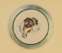 942.  CARLOTA ROSALES (Madrid,1872 - Madrid,1958)Retrato de mi perrita Diana