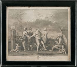 777.  RAPHAEL MORGHEN (1758-1833) y NICOLAS POUSSIN (1594-1665)Un baile con la música del Tiempo