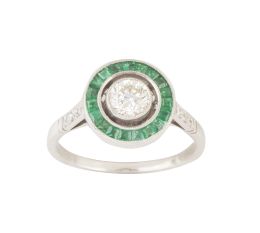 414.  Sortija ojo de perdiz con brillante central de 0,50 ct apro