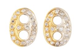 239.  Pendientes con diseño eslabón de calabrote cuajados de bril