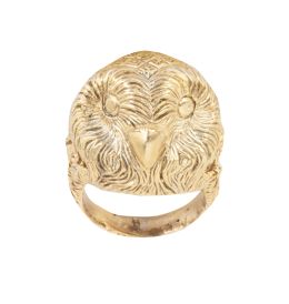 169.  Sortija con cabeza de búho en diseño bombée grabado, realizada en plata vermeill