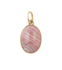 213.  Colgante con cabuchón oval de rodocrosita en marco de oro liso