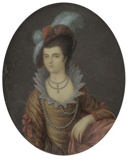 812.  P. DAUDER, SIGLO XIXRetato de dama con tocado de plumas