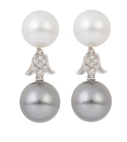 319.  Pendientes de perla de Tahití y australiana desmontables, a