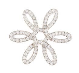 203.  Broche flor de brillantes con pélos diseñados con cinta entralazada