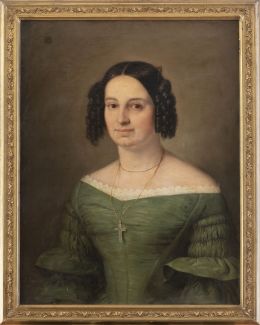 892.  ANTONIO MARÍA ESQUIVEL (Sevilla,1806- Madrid, 1857)Retrato de dama con vestido verde