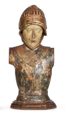 1147.  Caballero de madera tallada y policromada de estilo gótico.S. XVII.