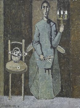975.  CRISTINO DE VERA (Santa Cruz de Tenerife, 1931 - Madrid, 2026)Mujer con candelabro, 1958