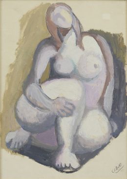 872.  JAVIER CLAVO (Madrid, 1918 - 1994)Desnudo femenino sentado, 1965