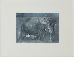 880.  JOSÉ CABALLERO (Huelva, 1913 - Madrid, 1991)Toro y torero