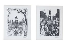 983.  JAVIER CLAVO (Madrid, 1918 - 1994)Monumento a Alfonso XII, el Retiro y Monumento a Eloy Gonzalo, plaza de Cascorro, Madrid, 1980