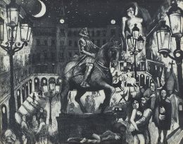 1061.  JAVIER CLAVO (Madrid, 1918 - 1994)Cibeles y Plaza Mayor de Madrid, 1980