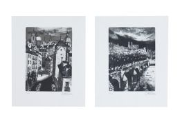 887.  JAVIER CLAVO (Madrid, 1918 - 1994)Tejados de la Cava Baja y Puente de Segovia, 1980