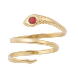 192.  Sortija S. XIX con diseño serpiente con piedra roja en el cabeza