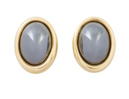 273.  Pendientes ovales TIFFANY, con cabuchones de hematites rode