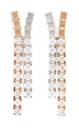 229.  Pendientes largos de brillantes en dos bandas en rivière un