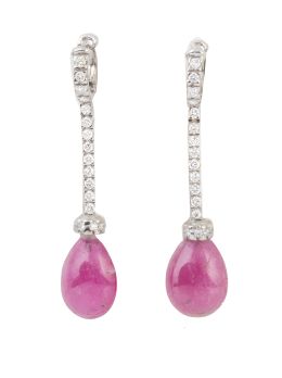 304.  Pendientes largos con gotas de turmalina que penden de rivière de brillantes