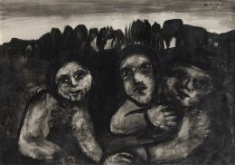 870.  MERCEDES RUIBAL (San Andrés de Xeve, 1928 - Madrid, 2003)Tres personajes, 1967​