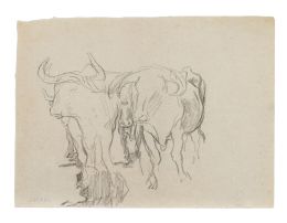 826.  JOAQUÍN SOROLLA Y BASTIDA (Valencia, 1863 - Madrid, 1923) Estudio de bueyes