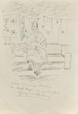 962.  BENJAMÍN PALENCIA (Barrax, Albacete, 1894 - Madrid, 1980)Mujer vestida de lagartera, 1964