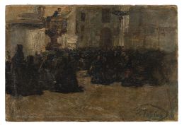 821.  JOSÉ TAPIRÓ Y BARÓ (Reus, Tarragona,1836 - Tánger, Marruecos, 1913)Procesión