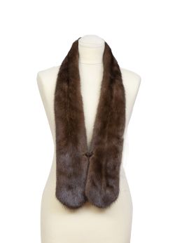 376.  Cinta de piel vintage de visón marrón oscuro