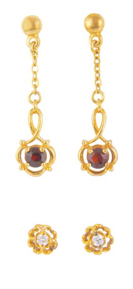 189.  Lote de 5 pares de pendientes de diferentes diseños decorados con piedras de colores