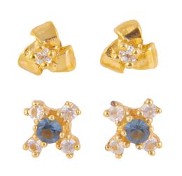 227.  Lote de 5 pares de pendientes de diferentes diseños decorados con piedras de colores