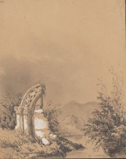 831.  EDUARDO ZAMACOIS Y ZABALA (Bilbao, 1841 - Madrid,1871)Paisaje con ruinas