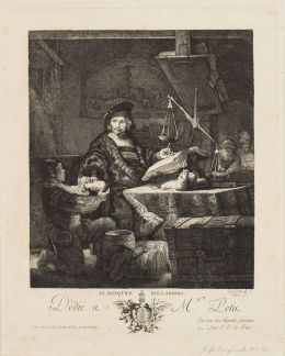773.  JACQUES- PHILIPPE LE BAS (Paris,1707-1783) grabador según REMBRANDT VAN RIJN (1606 o1607 -1669)Jan Uytenbogaert (The Gold Weigher) o el banquero holandés