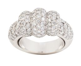 286.  Sortija gallonada cuajada de brillantes