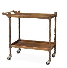 689.  Carrito de madera torneada sobre patas con ruedas.España, primera mitad del S. XX.