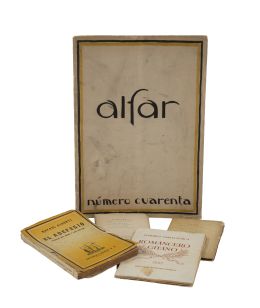 889.  Lote formado por: un número de la revista Alfar y libros de: Manuel Altolaguirre, Concha Méndez, Rafael Alberti y Federico García Lorca