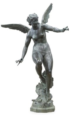 607.  Justo de Gandarias Planzón (Barcelona 1846 - Ciudad de Guatemala 1933).Firmada: J. de GANDARIAS.La Armonía.Escultura en bronce, finales del S. XIX.