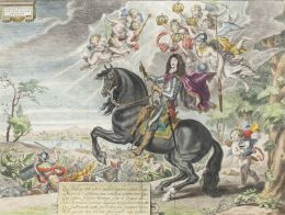 762.  ABRAHAM VAN DIEPENBEECK (1596-1675)  y CORNELIS VAN CAUKERCKEN (1626 - 1680) y PIETER VAN LISEBETTEN (1630-1678)"Carlos II rey de Gran Bretaña" y "Newcastle y su mujer observan como montan a caballo sus hijos Charles y Henry, acompañados por sus tres hijas y sus respectivos maridos, así como las mujeres de ambos jinetes, en la abadía de Welbeck, en Nottinghamshire, otra de sus propiedades"