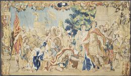 1059.  Tapiz en lana.
"Embajador Romano ofreciendo Roma a Numa Po