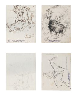 935.  SEGUNDO MATILLA (Madrid, 1862-Teyá, Barcelona, 1937)Pareja de dibujos taurinos