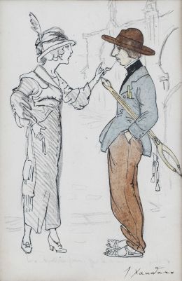 926.  JOAQUÍN XAUDERO (1872-1933)Pareja discutiendo