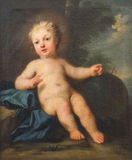 769.  JACOPO AMIGONI (Venecia, 1682 - Madrid, 1752)Niño sobre un paisaje / Putti