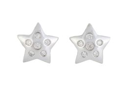 293.  Pendientes estrella con brillantes en engaste invisible