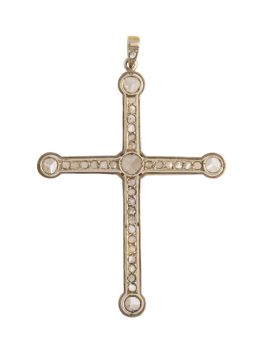3.  Cruz colgante S. XIX de diamantes talla tabla y rosa