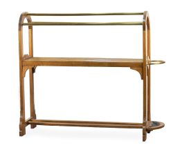 1188.  Mueble perchero de madera de roble y metal dorado.h. 1920-30.