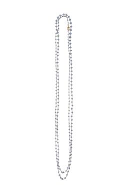 89.  Collar extralargo de cuentas de zafiros facetados de tamaño