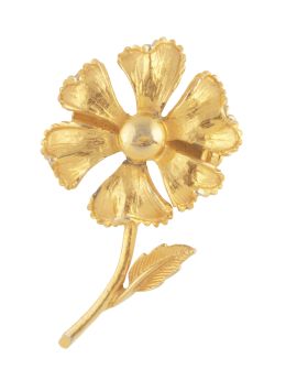 410.  Broche flor francés vintage años 60 con diseño de flor de 6 pétalos