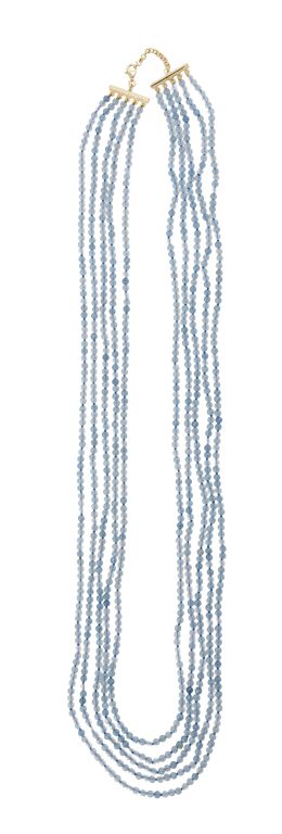 280.  Collar de cinco hilos de cuentas de aguamarinas redondas facetadas