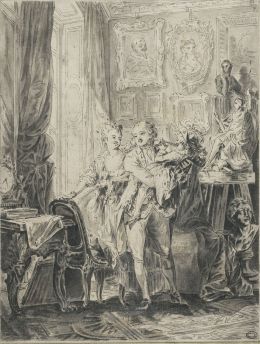 809.  JEAN- DÉMOSTHÈNE DUGOURC (Versalles, 1749 - París, 1825)El gabinete del coleccionista con su familia